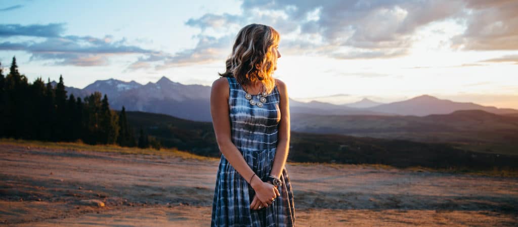 Woman looking at mountains